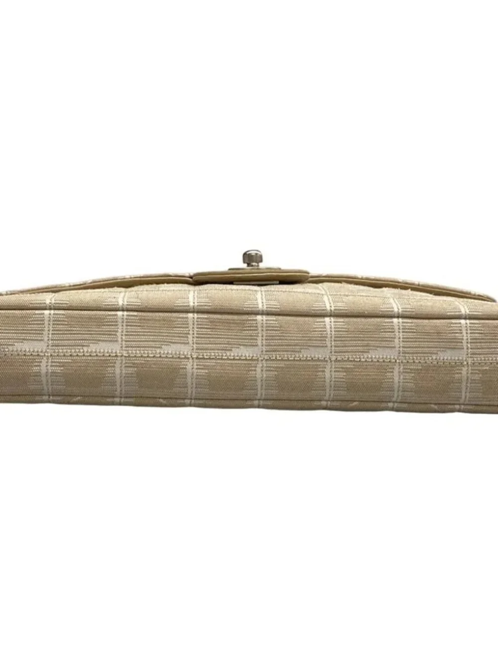 CHANEL New Travel Line Beige White Jacquard Leather Shoulder Bag